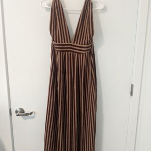 Pretty Little Thing Gold & Red Striped Jumpsuit